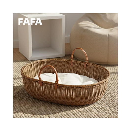 FAFA Vine Weaving Series Cat Nest Four Seasons Universal Willow Weaving Semi Closed Bamboo Weaving Cat Weaving Basket Winter Nest image 0