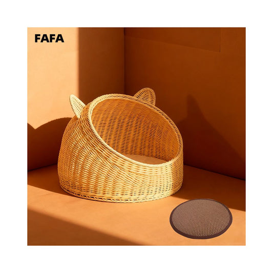 FAFA Vine Weaving Series Cat Nest Four Seasons Universal Semi Enclosed Pet Nest Large Cat Bed Villa Summer Pet Nest