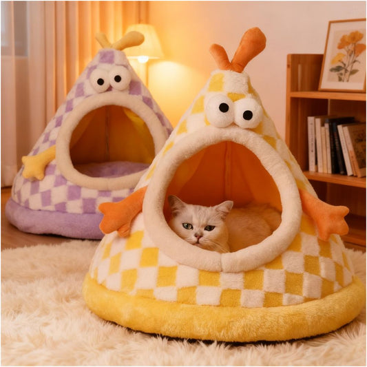 FAFA Purple Cat Nest Winter Thickened Warm Semi Enclosed Tent Security Avoidance House Cat Sleeping Nest image 3